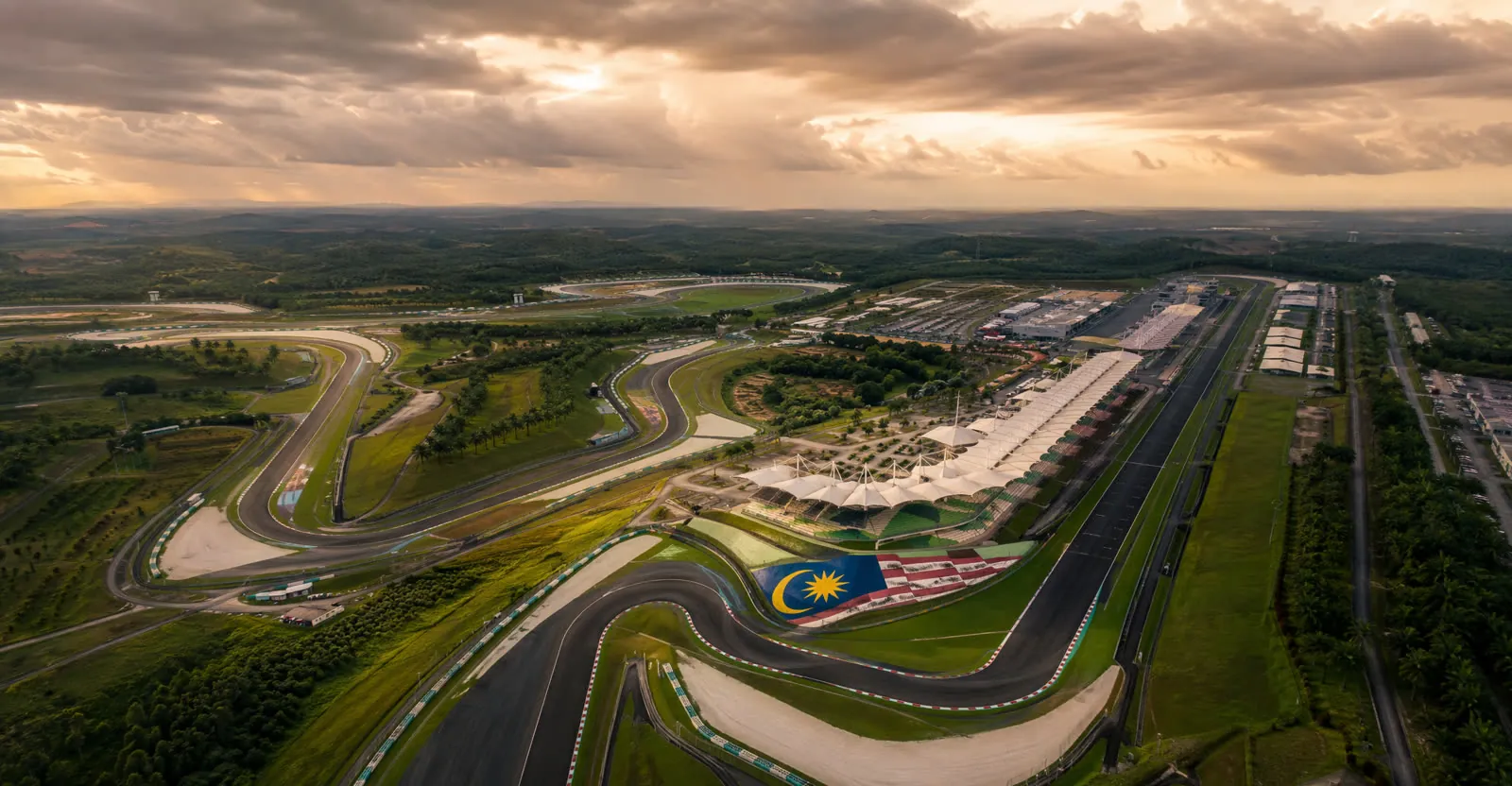 Aerial view of Sepang International Circuit surrounded by tropical green