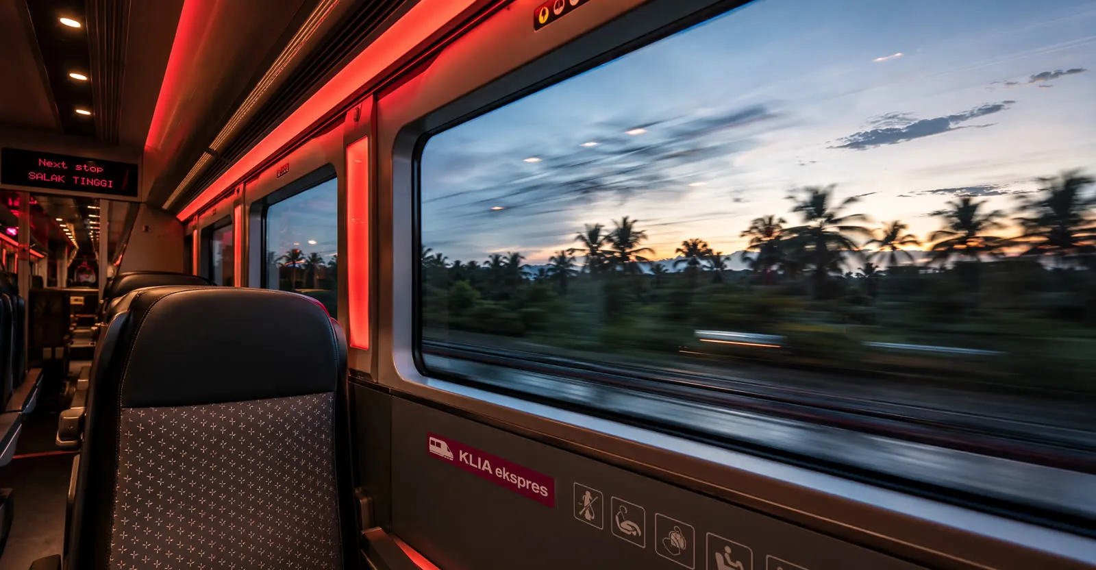 Airport express train speeding toward Sepang